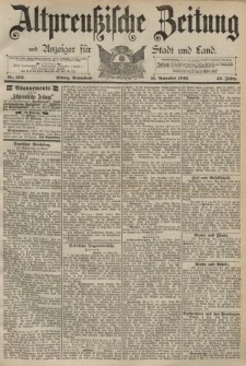 Altpreussische Zeitung, Nr. 273 Sonnabend 21 November 1891, 43. Jahrgang