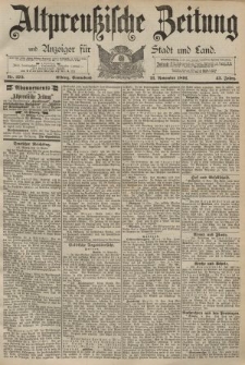Altpreussische Zeitung, Nr. 273 Sonnabend 21 November 1891, 43. Jahrgang