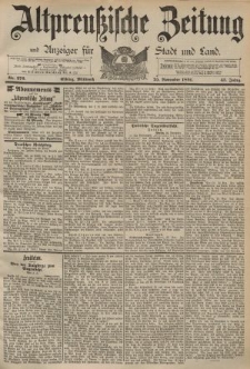 Altpreussische Zeitung, Nr. 276 Mittwoch 25 November 1891, 43. Jahrgang