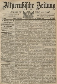 Altpreussische Zeitung, Nr. 277 Donnerstag 26 November 1891, 43. Jahrgang