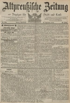 Altpreussische Zeitung, Nr. 279 Sonnabend 28 November 1891, 43. Jahrgang
