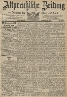 Altpreussische Zeitung, Nr. 280 Sonntag 29 November 1891, 43. Jahrgang