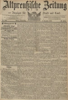 Altpreussische Zeitung, Nr. 283 Donnerstag 3 Dezember 1891, 43. Jahrgang