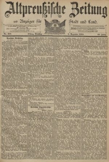 Altpreussische Zeitung, Nr. 287 Dienstag 8 Dezember 1891, 43. Jahrgang