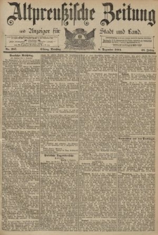 Altpreussische Zeitung, Nr. 287 Dienstag 8 Dezember 1891, 43. Jahrgang