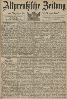 Altpreussische Zeitung, Nr. 288 Mittwoch 9 Dezember 1891, 43. Jahrgang