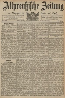 Altpreussische Zeitung, Nr. 296 Freitag 18 Dezember 1891, 43. Jahrgang