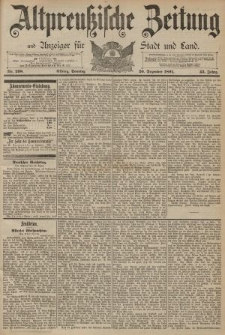 Altpreussische Zeitung, Nr. 298 Sonntag 20 Dezember 1891, 43. Jahrgang