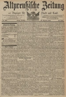 Altpreussische Zeitung, Nr. 299 Dienstag 22 Dezember 1891, 43. Jahrgang