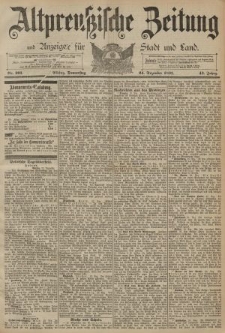 Altpreussische Zeitung, Nr. 301 Donnerstag 24 Dezember 1891, 43. Jahrgang