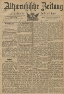 Altpreussische Zeitung, Nr. 4 Donnerstag 5 Januar 1893, 45. Jahrgang
