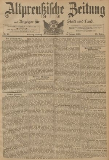 Altpreussische Zeitung, Nr. 13 Sonntag 15 Januar 1893, 45. Jahrgang