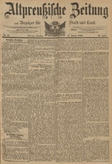 Altpreussische Zeitung, Nr. 14 Dienstag 17 Januar 1893, 45. Jahrgang