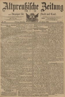 Altpreussische Zeitung, Nr. 40 Donnerstag 16 Februar 1893, 45. Jahrgang