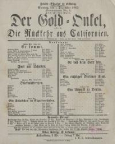 Der Gold-Onkel, oder: Die R&uuml;ckkehr aus Californien (1.12. 1862 r.) - afisz