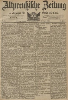 Altpreussische Zeitung, Nr. 91 Mittwoch 19 April 1893, 45. Jahrgang