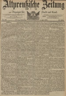 Altpreussische Zeitung, Nr. 126 Donnerstag 1 Juni 1893, 45. Jahrgang