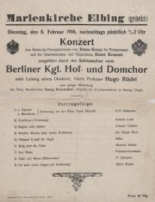 Konzert zum besten des Provinzialvereins vom Roten Kreuz für Westpreussen und des Österreichischen und Ungarischen Roten Kreuzes