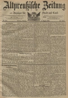 Altpreussische Zeitung, Nr. 184 Dienstag 8 August 1893, 45. Jahrgang