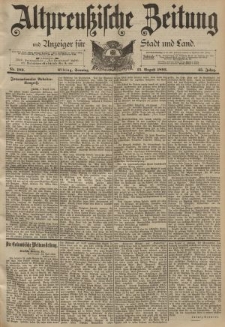 Altpreussische Zeitung, Nr. 189 Sonntag 13 August 1893, 45. Jahrgang