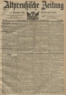 Altpreussische Zeitung, Nr. 199 Freitag 25 August 1893, 45. Jahrgang