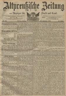 Altpreussische Zeitung, Nr. 229 Freitag 29 September 1893, 45. Jahrgang