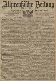 Altpreussische Zeitung, Nr. 273 Sonntag 19 November 1893, 45. Jahrgang
