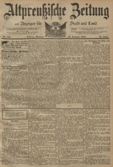 Altpreussische Zeitung, Nr. 275 Mittwoch 22 November 1893, 45. Jahrgang